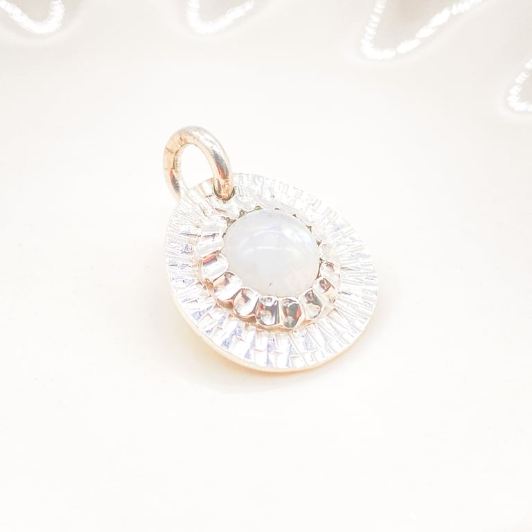 Rainbow Moonstone Silver Pendant Handmade 