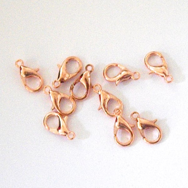 20 x Copper Plated Lobster Clasps (12 x 6 mm)
