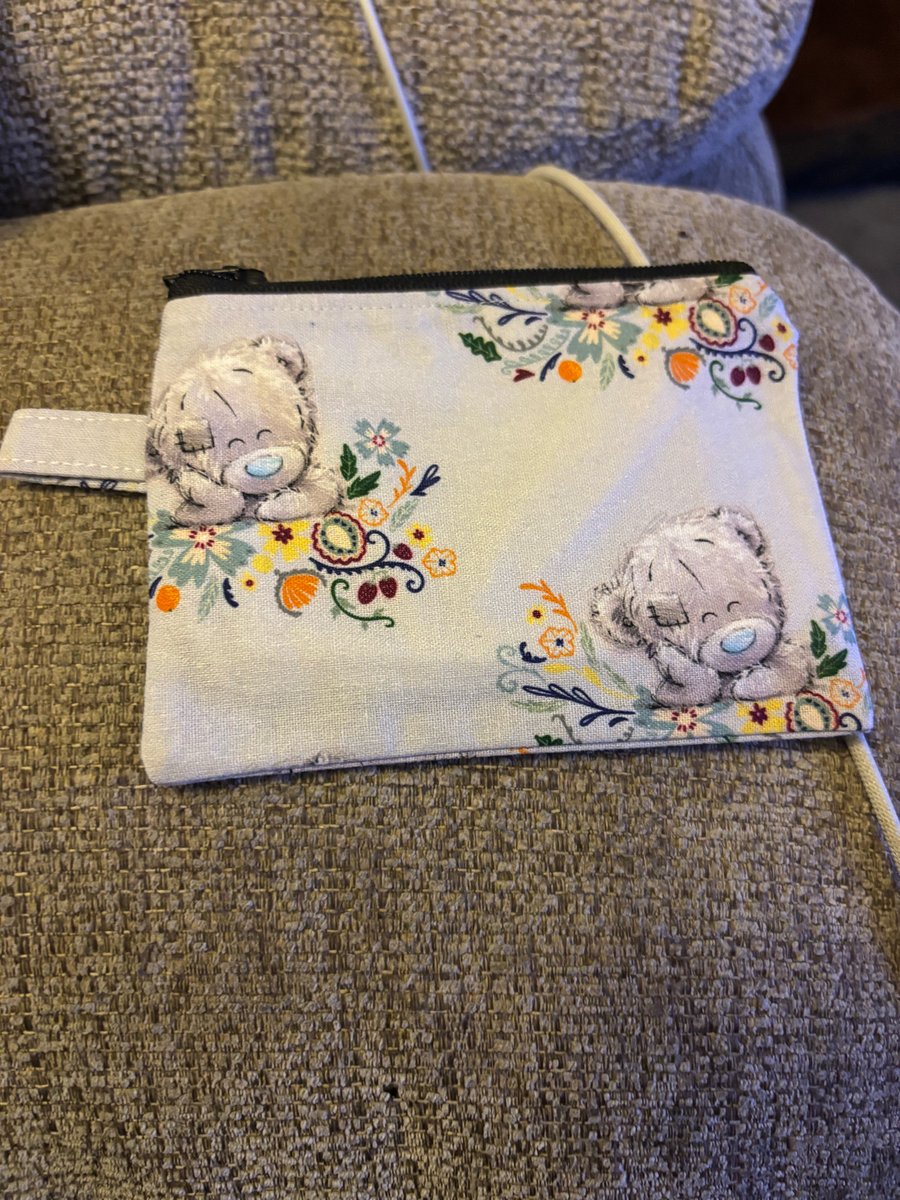 Handmade pale blue me to you tatty teddy coin purse, fully lined with zip