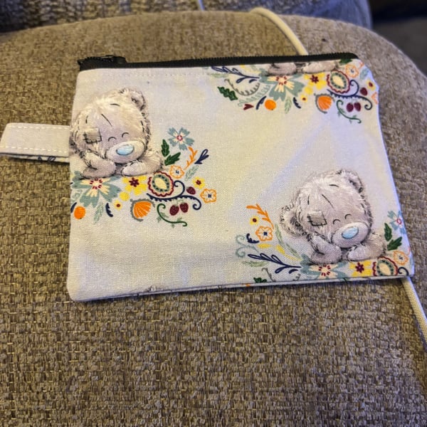Handmade pale blue me to you tatty teddy coin purse, fully lined with zip