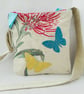 Linen and silk crossbody bag with zipped fastening and butterflies - Image 1