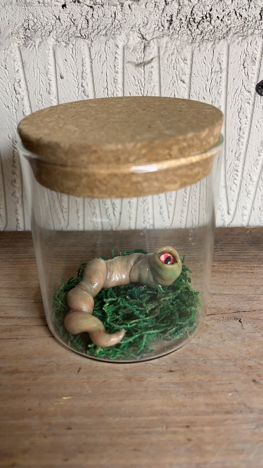 Handmade Eyeball Worm Creature Jar Specimen - oddities - curiosities - bizzare 