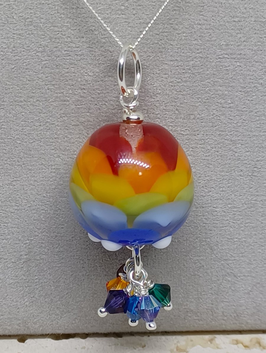 Rainbow Glass Pendant, Lampwork Glass Pendant, Rainbow Lampwork, LGBTQIA Jewelle