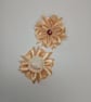 Gold Satin Ribbon Flower Hair Ties, Set of 2, Champagne Flower - Image 3