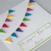 Quilled bunting birthday card, personalised, paper quilling
