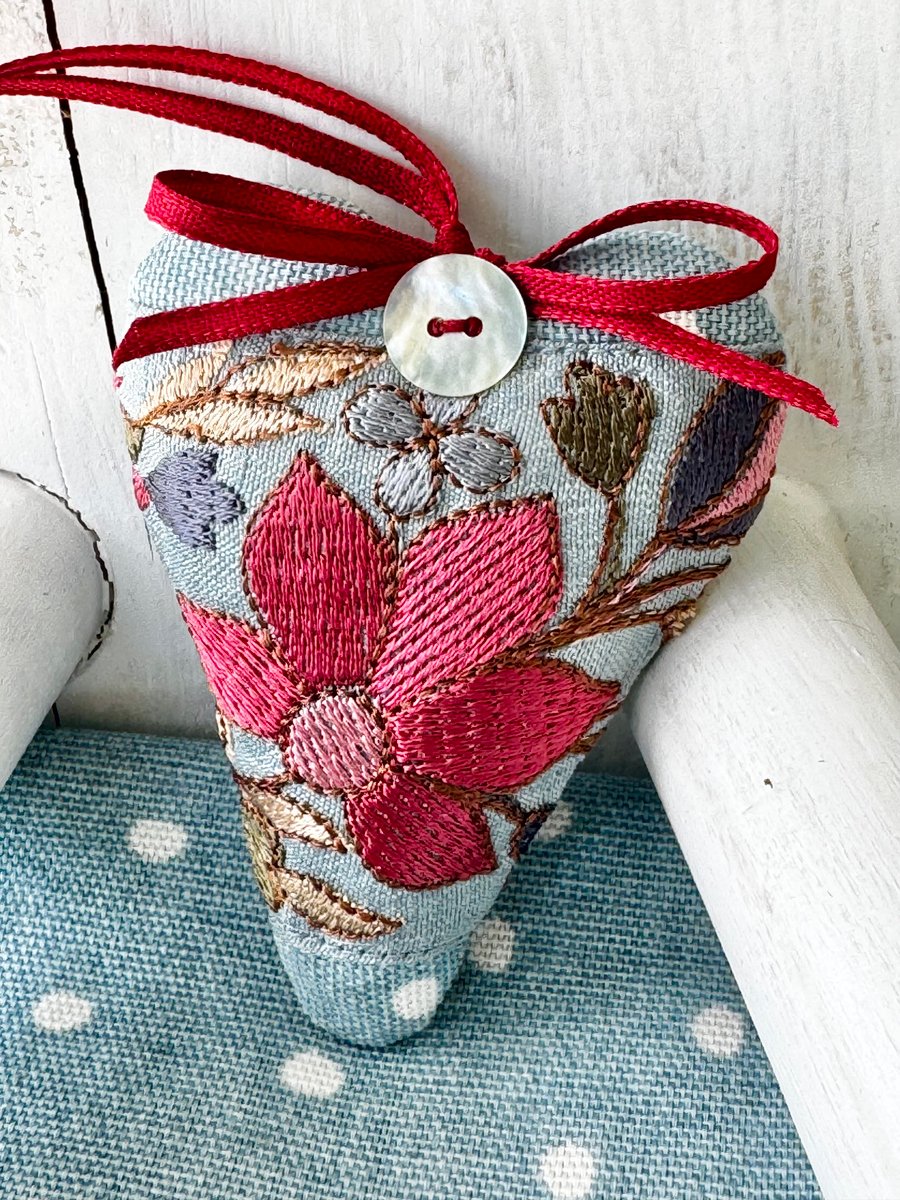 LOVE YOU FABRIC HEART - polka dots and lavender