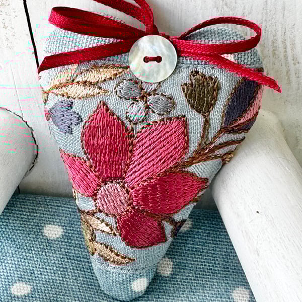 LOVE YOU FABRIC HEART - polka dots and lavender