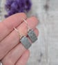 Sterling Silver Small Leaf Pattern Rectangle Earrings - JBJ1091 - Image 4