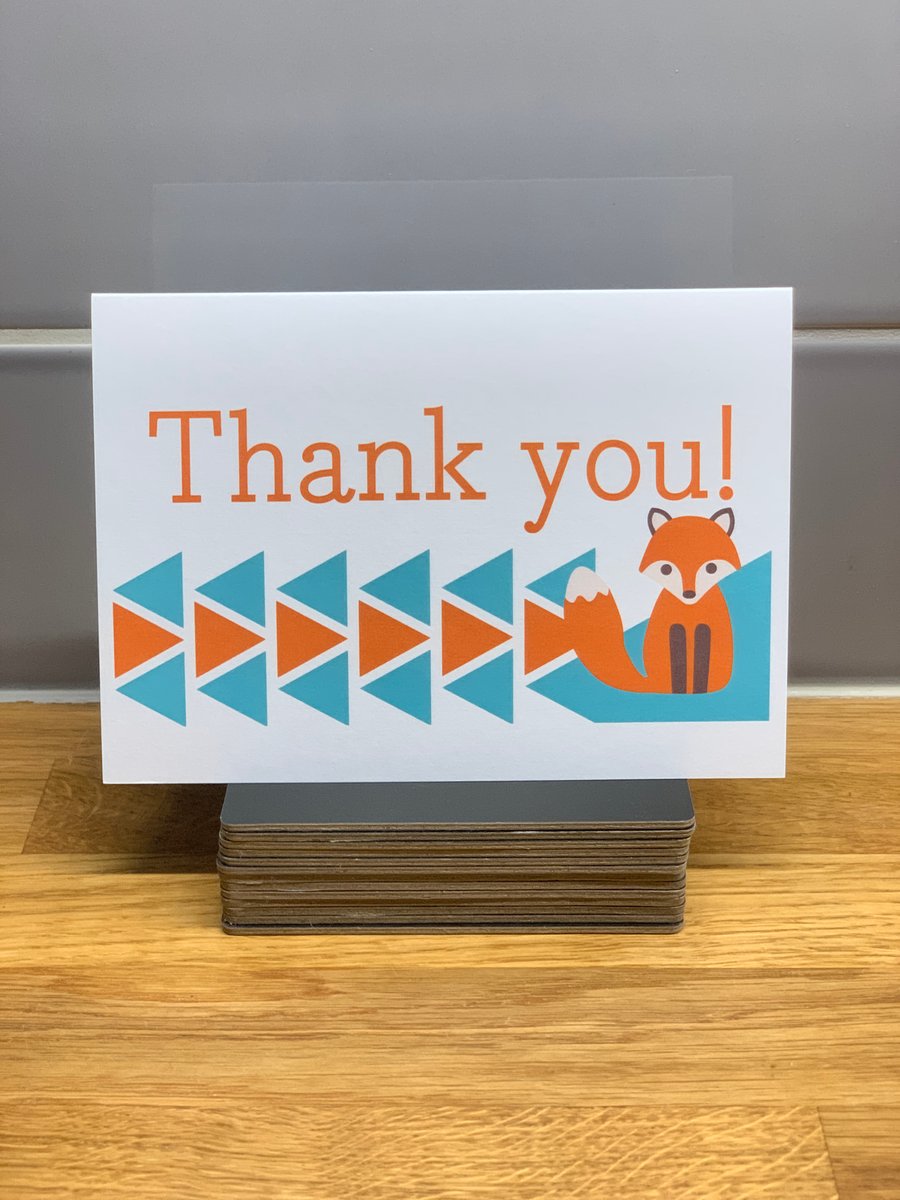 Pack of 8, Fox Thank You Cards
