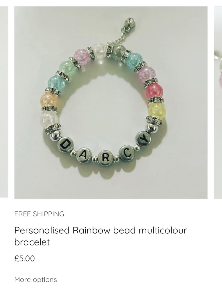 Personalised multicolour stretch beaded rhinestone spacer bracelet 