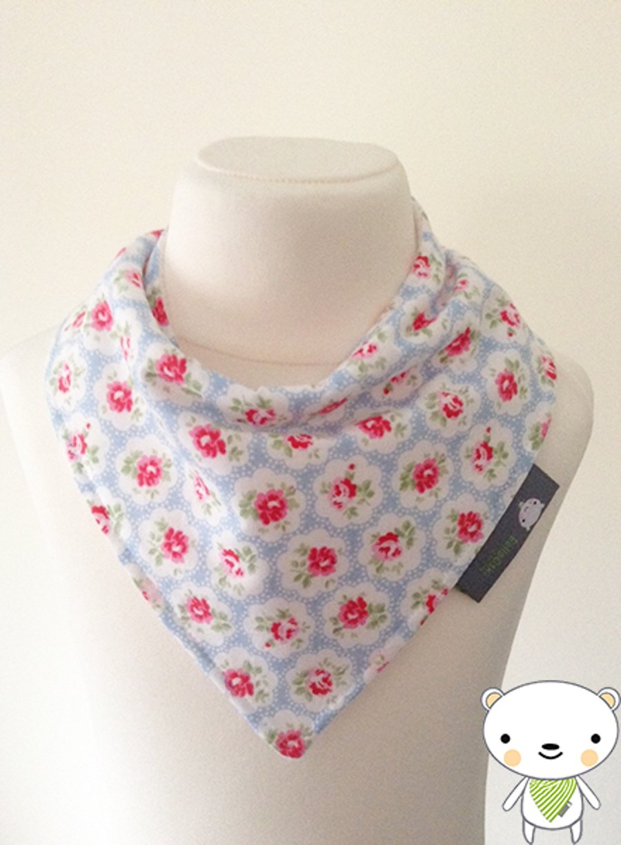 Baby Bandana Dribble Bib with CATH KIDSTON'S Provence ROSE Blue Floral Fabric