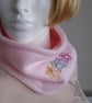 Pink Fleece Neck Warmer Double Thickness With Embroidered Teddies  (R140) - Image 1