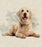 Handmade Golden Retriever Design Cushion-Linen. Size 40x40cm- (16"x16") CUS224 - Image 2