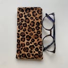Leopard Print Fabric Quilted Glasses Case