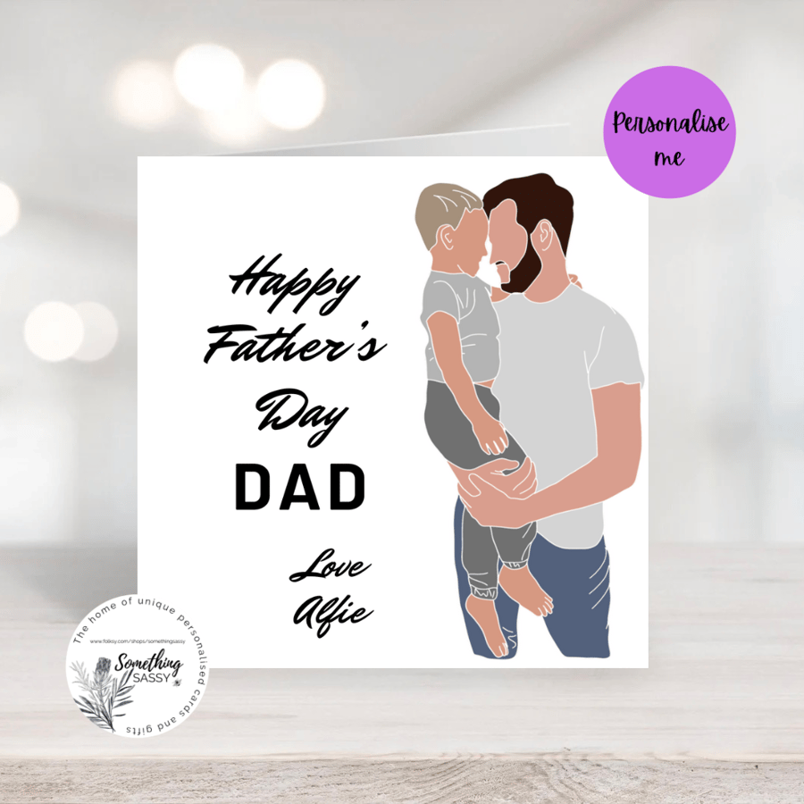 Fathers Day Card - Modern Flat Art Design