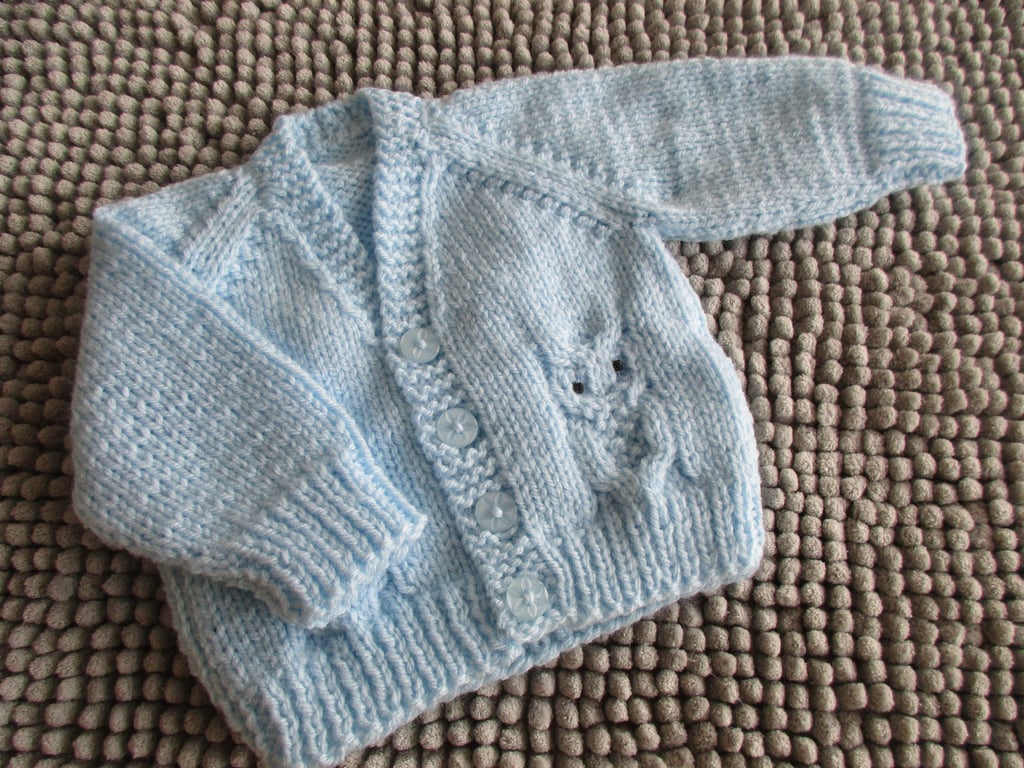 14" Newborn Baby Boys Owl Cardigan
