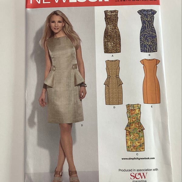 Sewing pattern, uncut, New Look, k6124, dress pattern, 