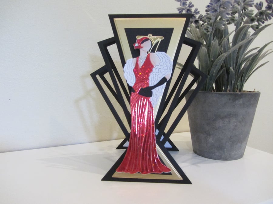 Art Deco Card, Art Deco Shaped Card, Art Deco Lady