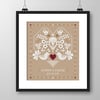 047 - Wedding Sampler (Personalised) Folk Art Love Birds - Cross Stitch Pattern