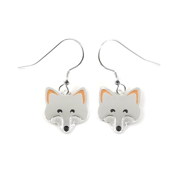 Fox Drop Earrings, Silver Wildlife Jewellery, Handmade Animal Gift