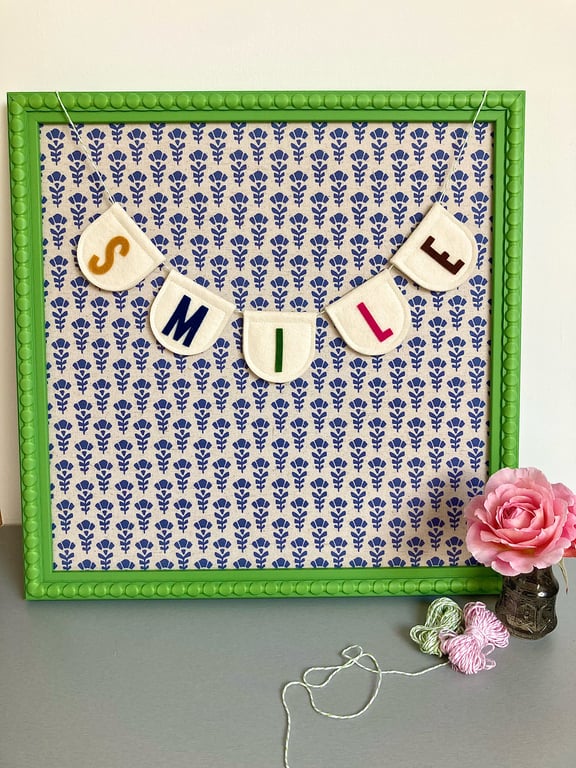 SMILE handmade wool felt banner