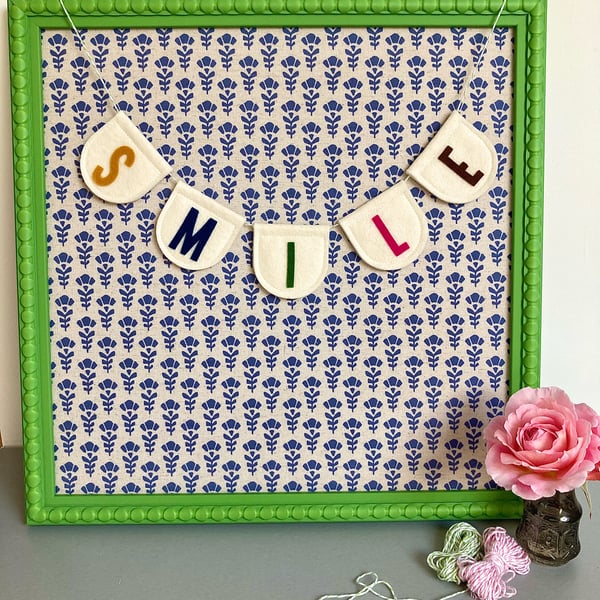 SMILE handmade wool felt banner