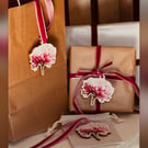 Wedding Decor Favours Flowers chrysanthemum Wooden Ornament Chic set of 3