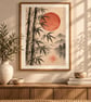 Bamboo Rising Sun Wall Art - Japandi Stillness Print (Physical Print)