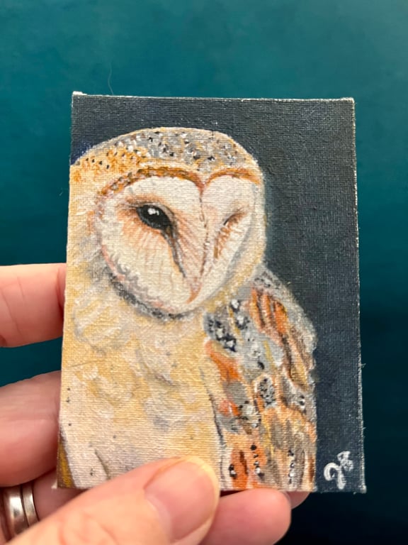 ACEO barn owl original painting