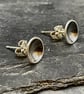 Silver Oxidised Earrings-Disk Studs - Image 1