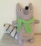 Large grey hand knitted wolf  doll  - Image 1