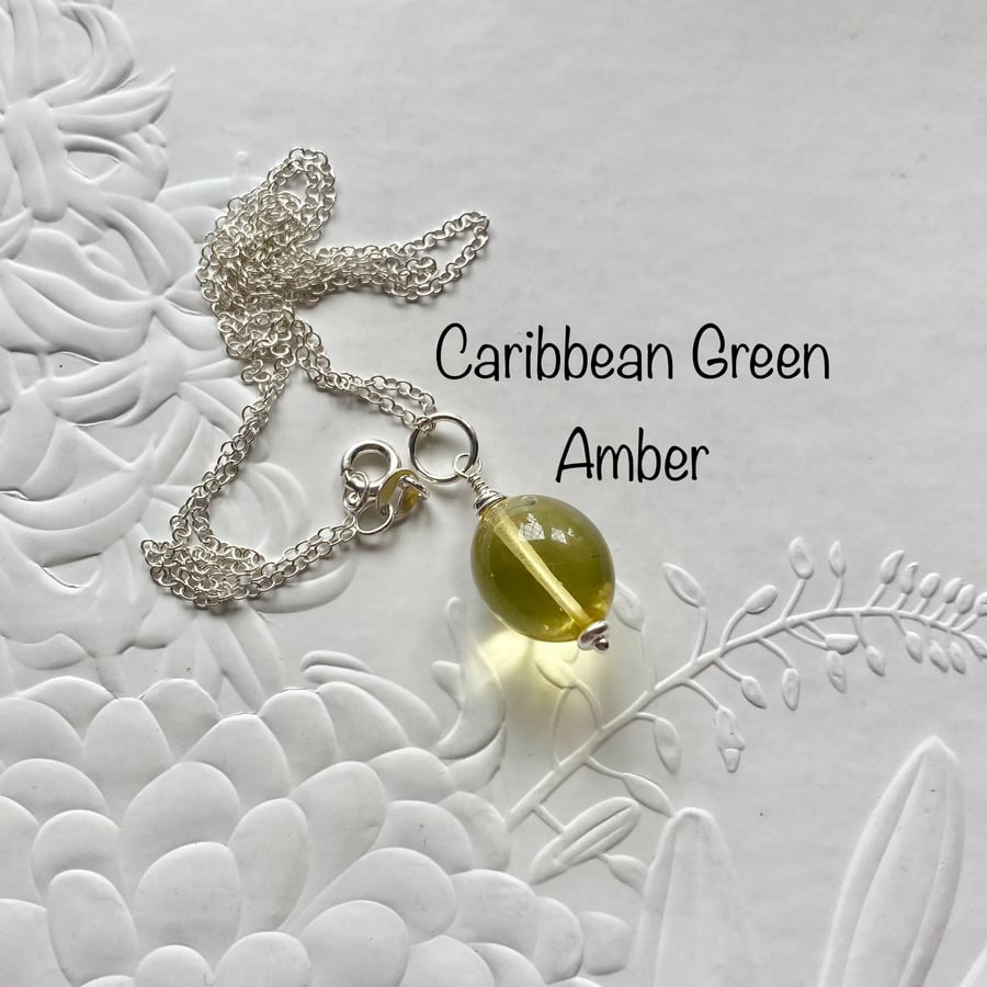 Rare Caribbean green Amber pendant 