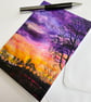 Sunrise sky. Silhouette tree. Printed card. Rural scene. Yorkshire.  - Image 4