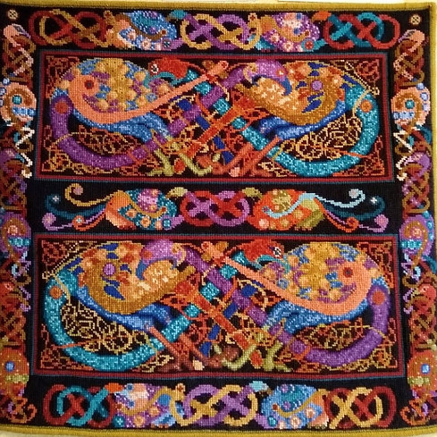 Celtic Peacocks Wall-Hanging Tapestry Kit, Charted Cross Stitch