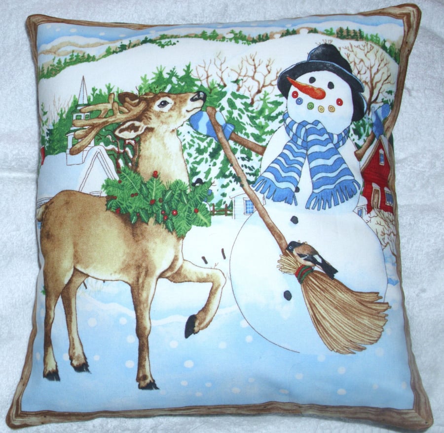 Mr Snowman and friend cushion