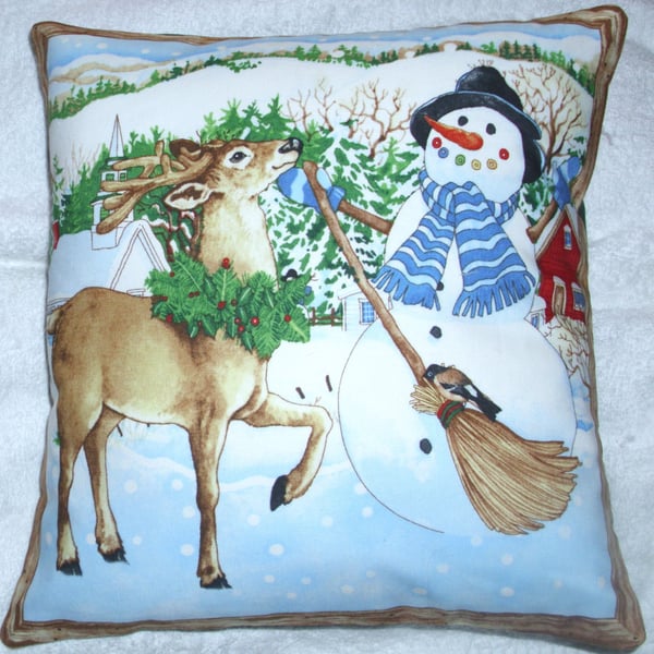 Mr Snowman and friend cushion