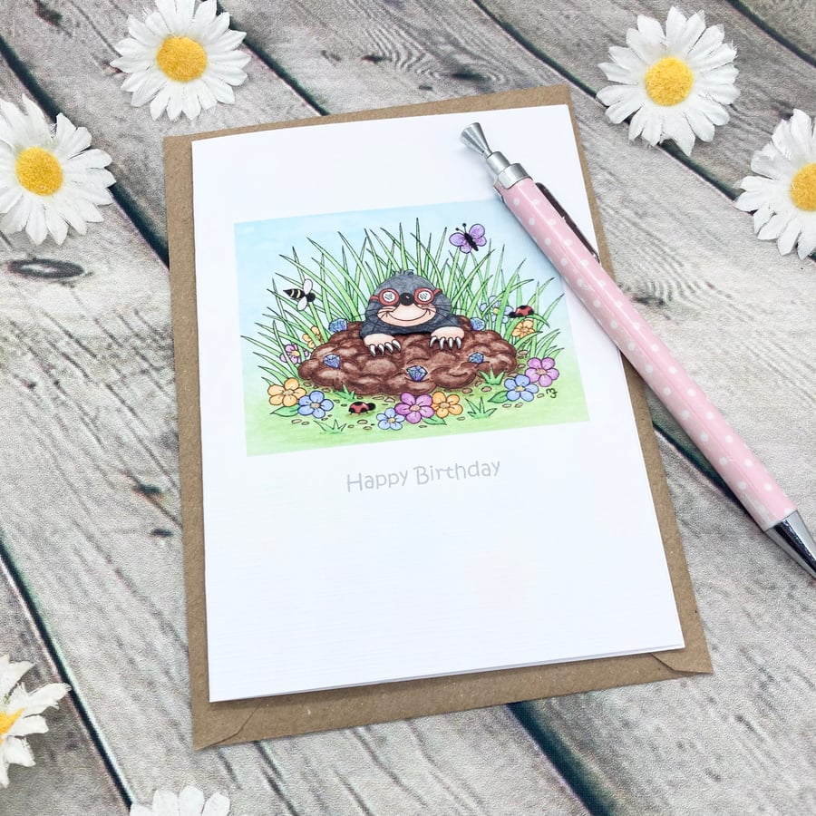 Mole In A Hole Card - Birthday Card - Any Occasion - Cute Mole Card