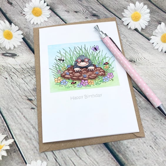 Mole In A Hole Card - Birthday Card - Any Occasion - Cute Mole Card
