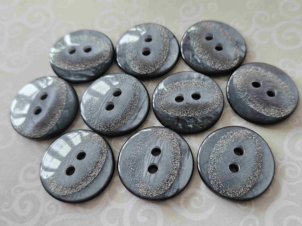 22.4mm Blue Silver Mix Sparkle Buttons x 5 Buttons