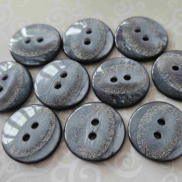 22.4mm Blue Silver Mix Sparkle Buttons x 5 Buttons