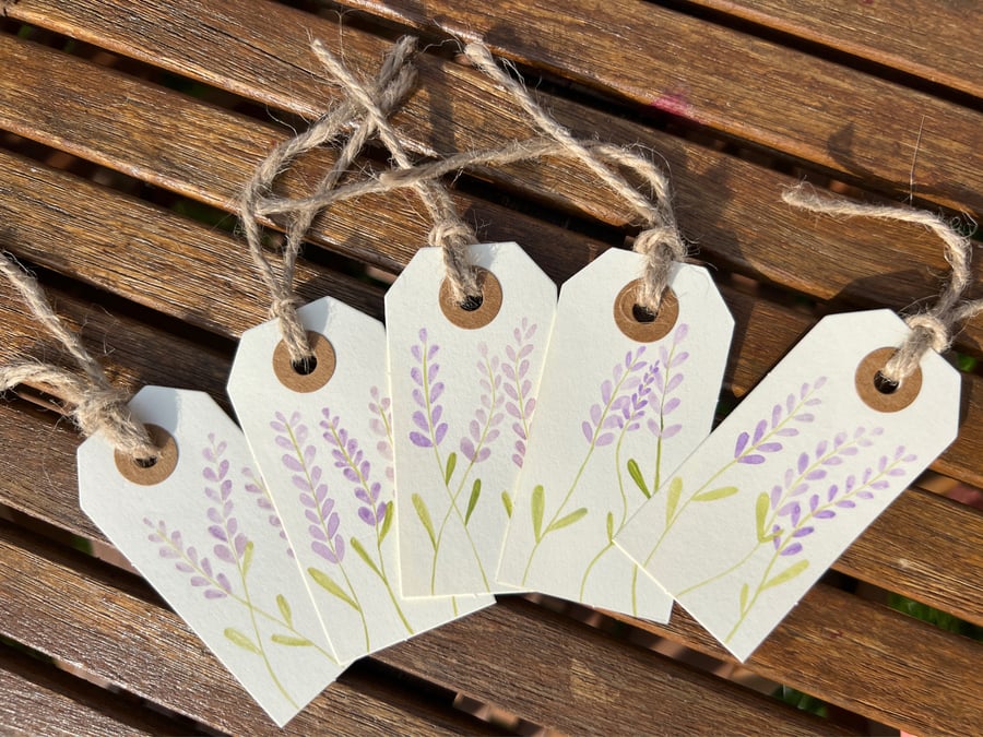 Lavender gift tags - 5 floral tags