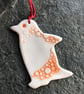 Nordic Porcelain Penguin, Scandi orange decoration ,The Porcelain Menagerie - Image 3