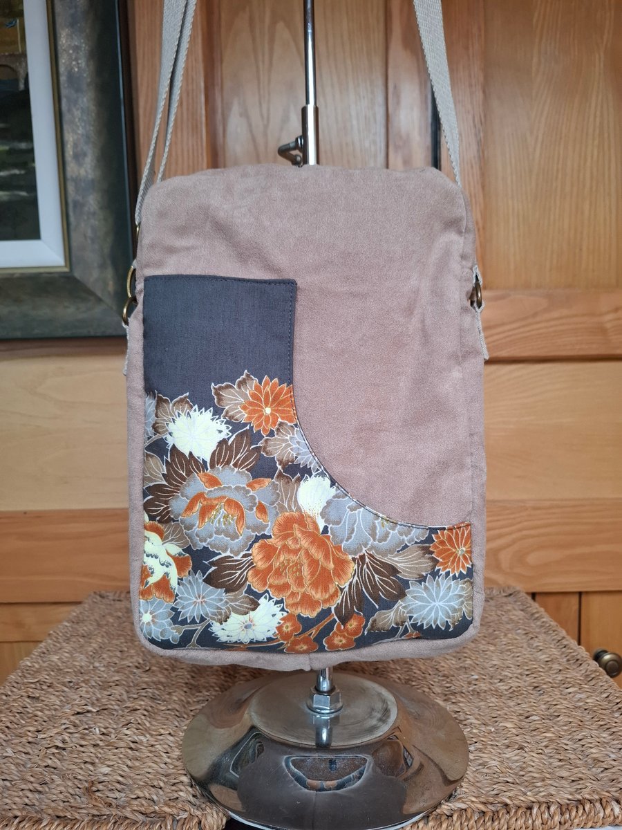 Light brown faux suede bag