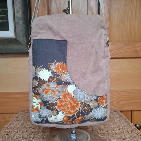 Light brown faux suede bag