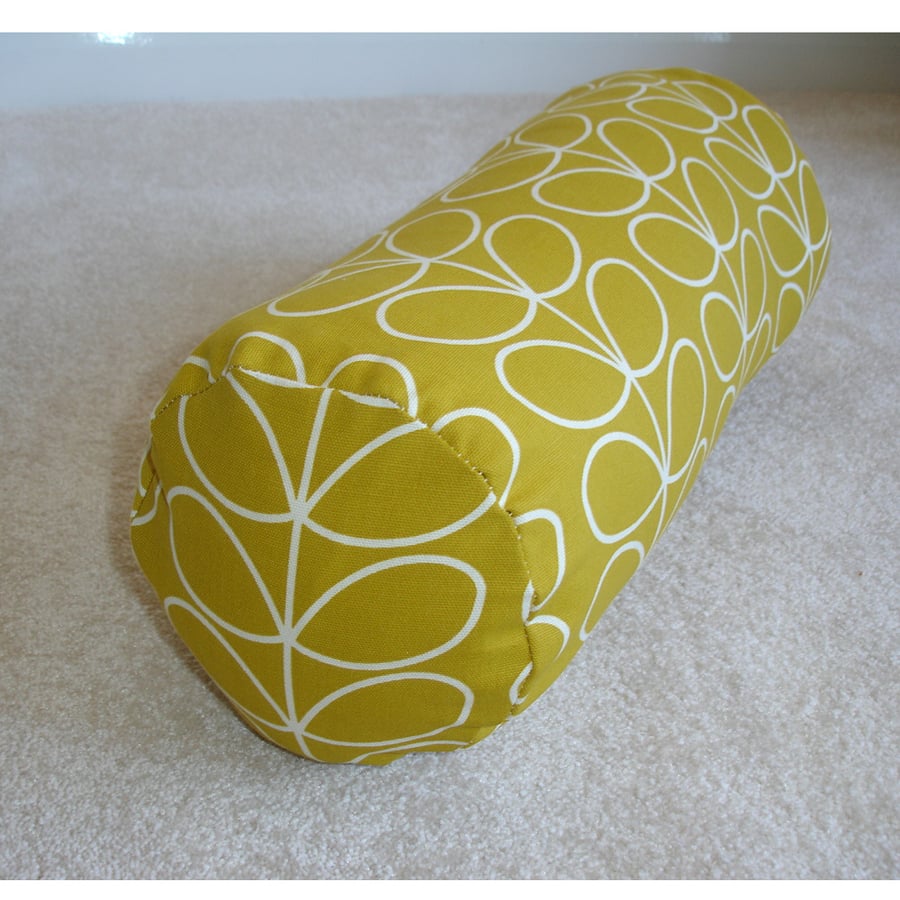 Bolster Cushion Cover 18"x8" Yellow Ochre Round Cylinder Neck Roll Pillow Sham