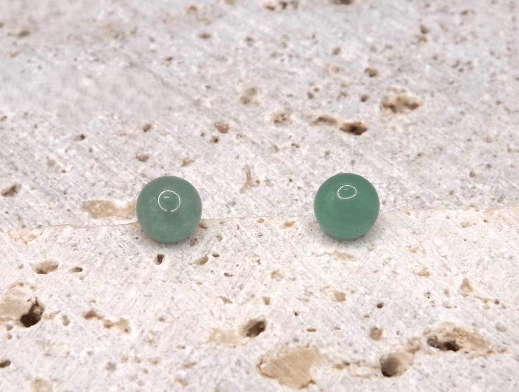 Green Aventurine 5mm Gemstones, Sterling Silver Stud Earrings.