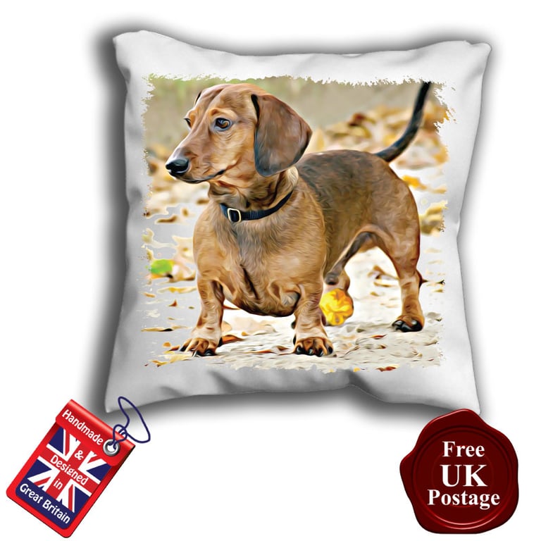 Dachshund Cushion Cover, Brown Dachshund Cover, 