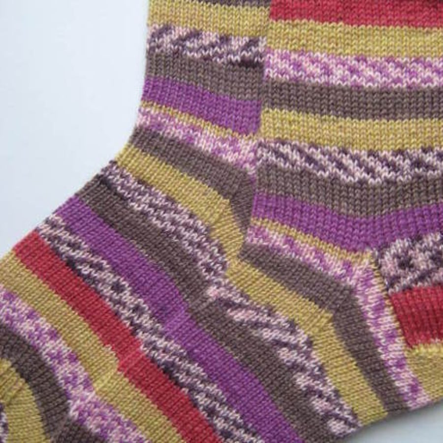 hand knit women's wool socks UK 4-6