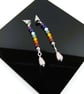 Earrings, Sterling Silver Long Droppers with a Rainbow of Gemstones - Image 7