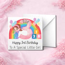 Personalised  Birthday Card, Cute Design, Custom Name, Son Daughter Kids Card